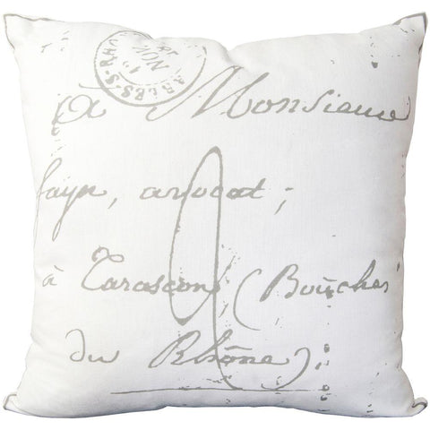 Artistic Weavers Assignat Ivory Letter Print 18 in. x 18 in. Decorative Pillow