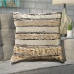 LR Resources Zanthia Wild Streak Black Natural 20 in. x 20 in. Indoor Throw Pillow