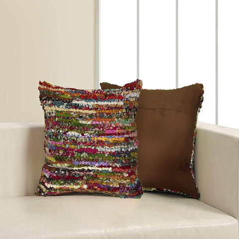 LR Resources Motley LR04011 Multi 18 in. x 18 in. Chindi Throw Pillow